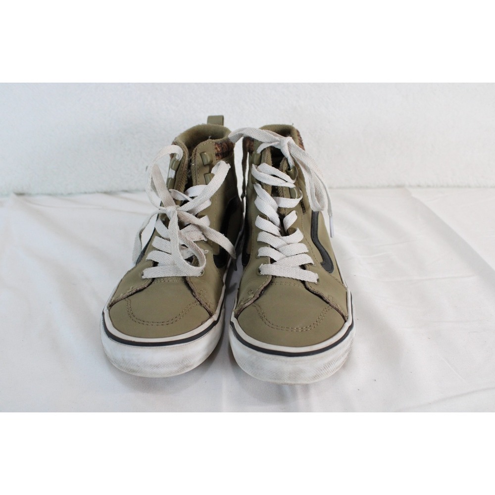 Vans Sk8-Hi MTE Olive Green Leather High Top Sneakers Plaid Collar Mens Kids 2 - Picture 13 of 14